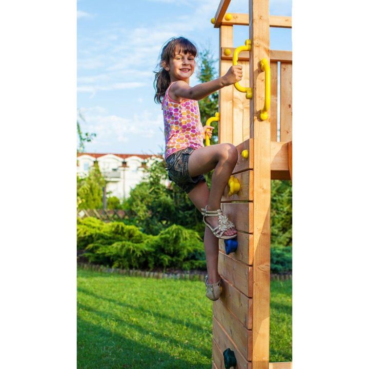 Casa de madera con puente colgante Fungoo FORTRESS TIPTOP Rainbow