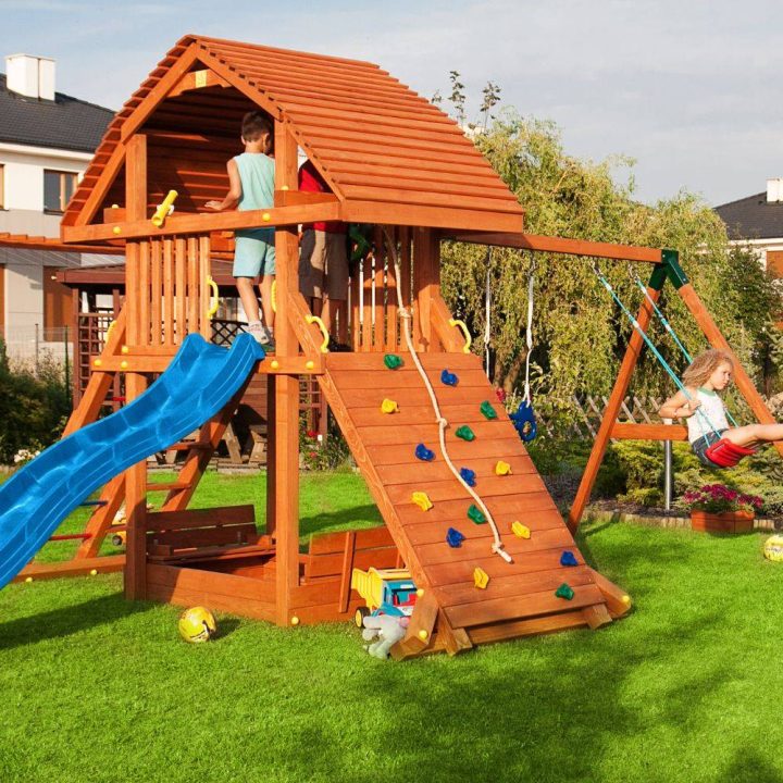 Casita de jardín infantil con tobogán Fungoo SET GIANT MOVE BEACH