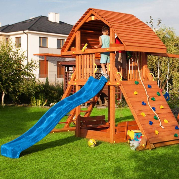 Casita de jardín infantil con tobogán Fungoo SET GIANT MOVE BEACH