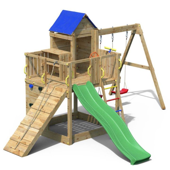 Casita infantil y columpio Fungoo Treehouse 3 juegos de jardín de madera