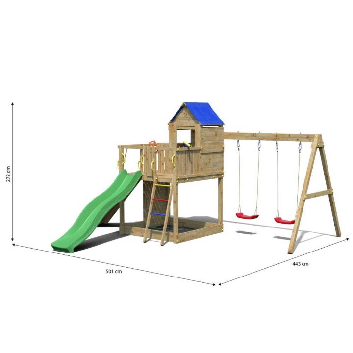 Casita infantil y columpio Fungoo Treehouse 3 juegos de jardín de madera