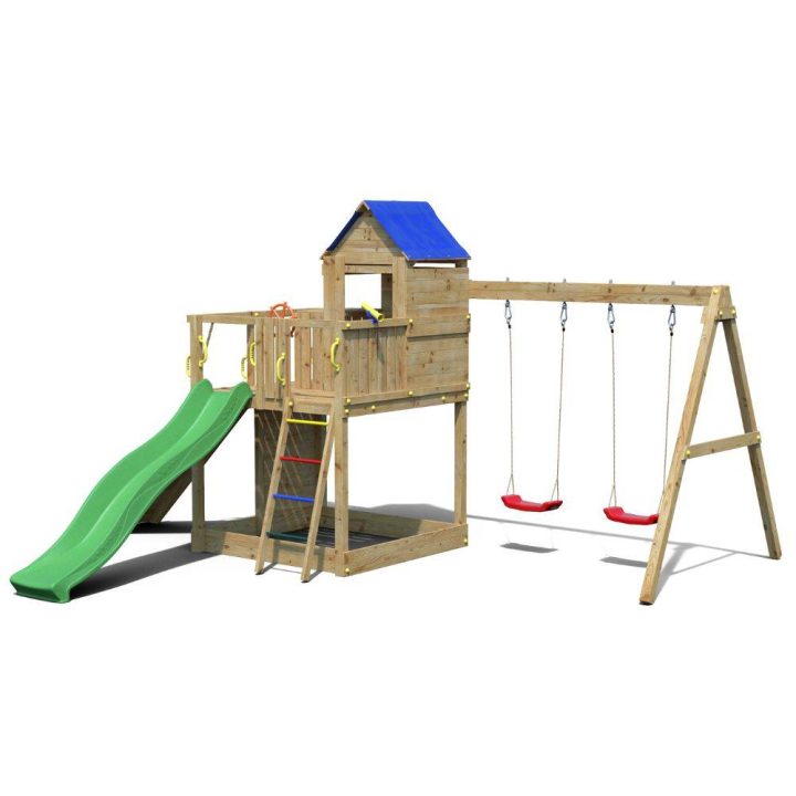 Casita infantil y columpio Fungoo Treehouse 3 juegos de jardín de madera