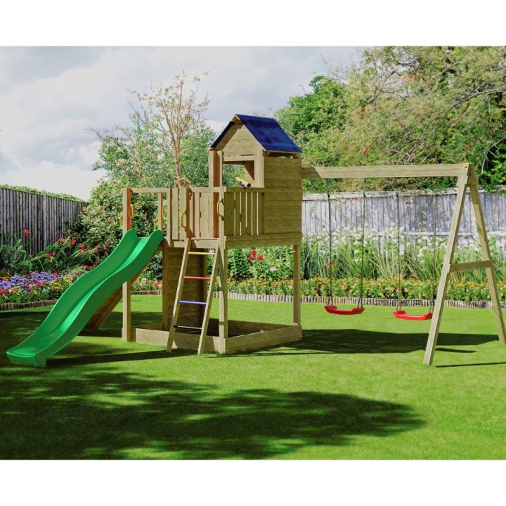 Casita infantil y columpio Fungoo Treehouse 3 juegos de jardín de madera