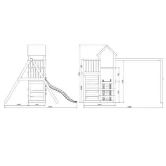Parque infantil de madera Chester de Fungoo con tobogán, columpio y estructura de escalada