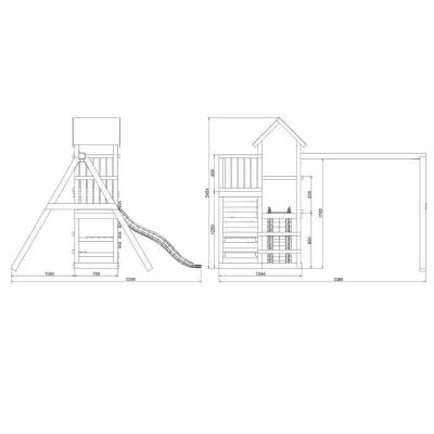 Parque infantil de madera Chester de Fungoo con tobogán, columpio y estructura de escalada