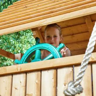 Parque infantil de madera Fungoo FORTRESS con tobogán, estructura de escalada y arenero