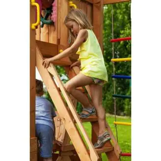 Parque infantil de madera Fungoo FORTRESS con tobogán, estructura de escalada y arenero