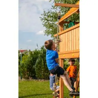 Parque infantil de madera Fungoo FORTRESS con tobogán, estructura de escalada y arenero