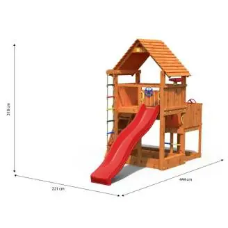 Parque infantil de madera Fungoo BIG LEADER Casa, tobogán, escalada, arenero