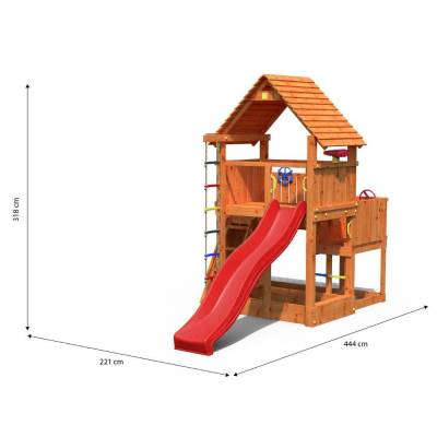 Parque infantil de madera Fungoo BIG LEADER Casa, tobogán, escalada, arenero