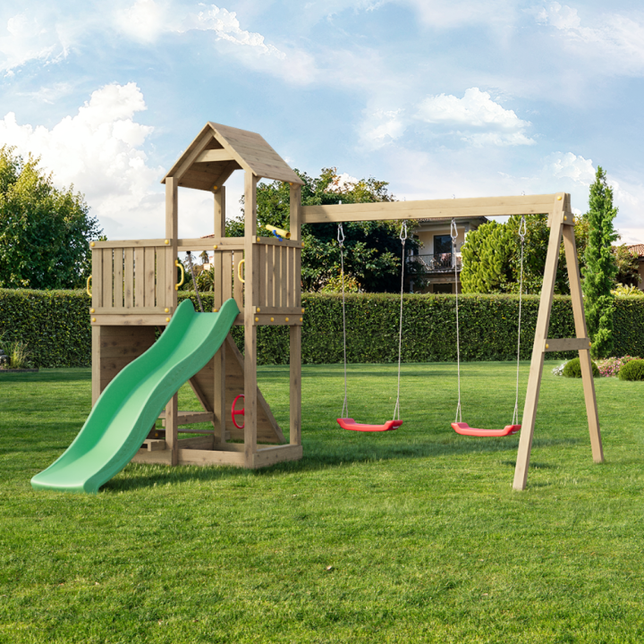 Parque infantil con columpio y casa de setas FLOPPI juegos de jardín de madera