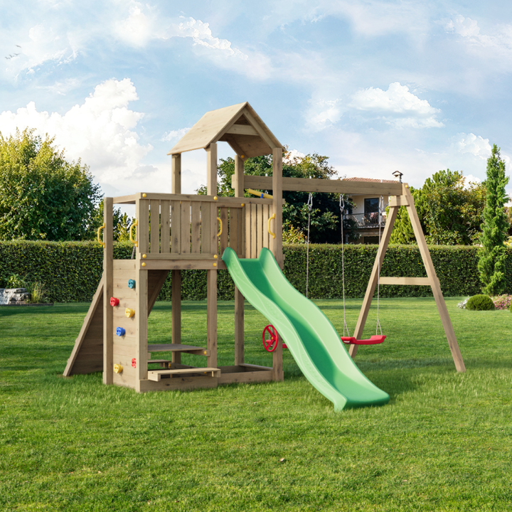 Parque infantil con columpio y casa de setas FLOPPI juegos de jardín de madera