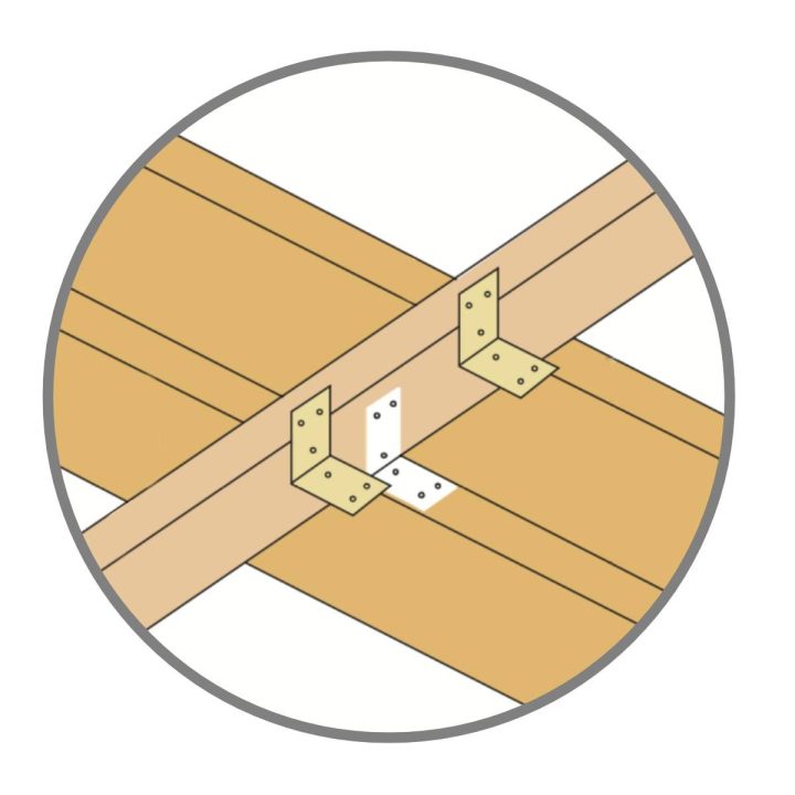 Kit de esquinas de 70x70 mm con tornillos para vigas de madera