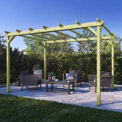 Pérgola de Madera 3x4 para Exteriores y Jardines en madera de conífera impregnada en autoclave