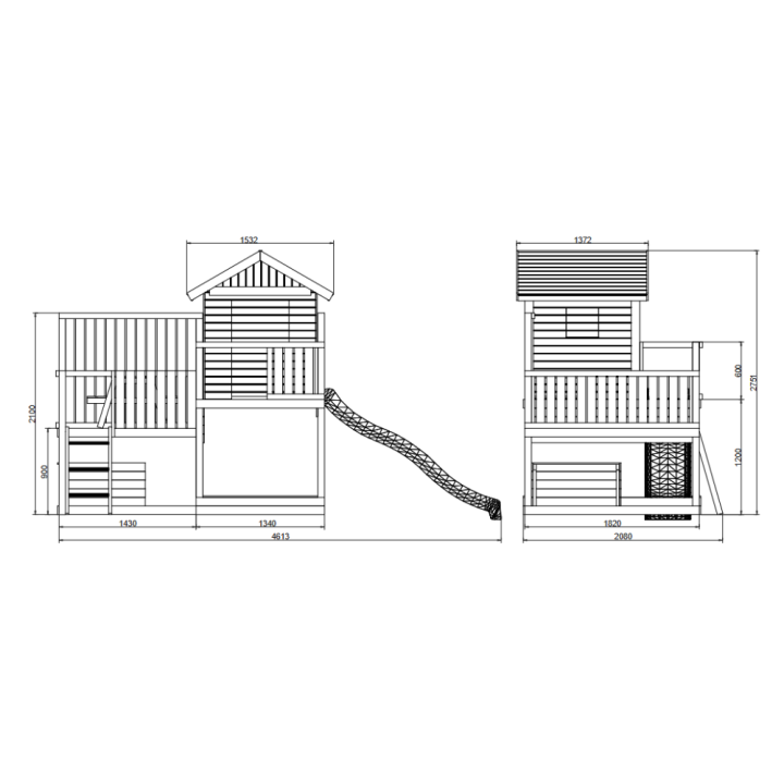 Casita de madera para niños con tobogán – Parque de juegos de jardín Fungoo Sweet House