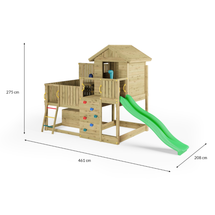 Casita de madera para niños con tobogán – Parque de juegos de jardín Fungoo Sweet House