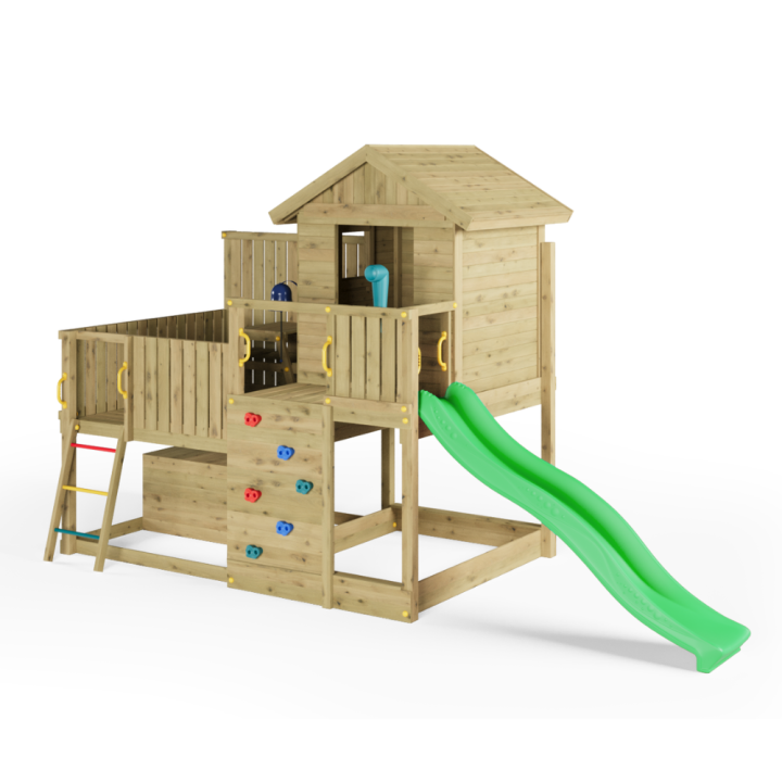 Casita de madera para niños con tobogán – Parque de juegos de jardín Fungoo Sweet House