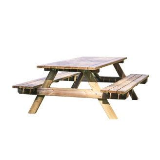 Banco de madera Happytime de 35 mm para picnic, mesa de jardín y terraza, 180 x 150 x 70 cm
