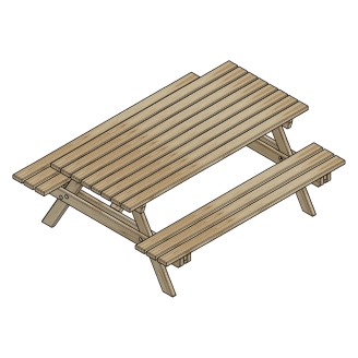 Banco de madera Happytime de 35 mm para picnic, mesa de jardín y terraza, 180 x 150 x 70 cm