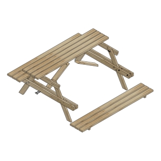 Banco de madera Happytime de 35 mm para picnic, mesa de jardín y terraza, 180 x 150 x 70 cm