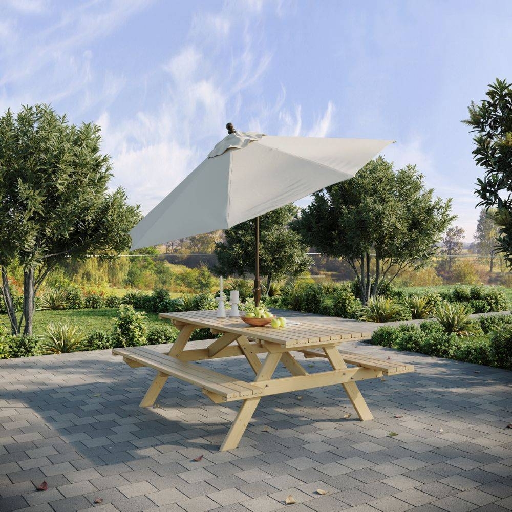 Banco de madera Happytime de 35 mm para picnic, mesa de jardín y terraza, 180 x 150 x 70 cm
