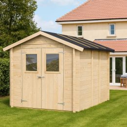 Caseta de madera para herramientas Jack 2 x 2,5 m con puerta doble con ventana, 198 x 248 cm