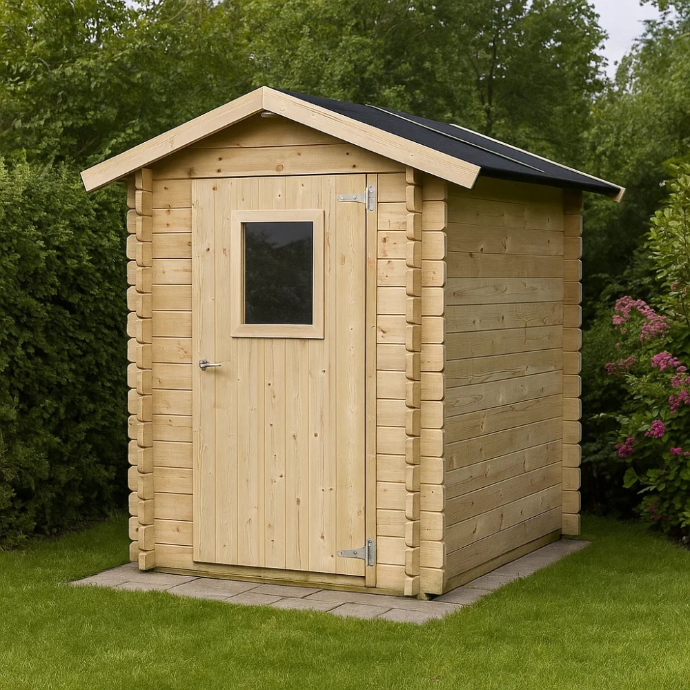 Caseta de madera 1,5x1,5 m Gato para herramientas con puerta ventana simple 146x146 cm