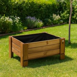 Jardinera de madera para exterior GardenBox sobre suelo grande color castaño 81 x 64 x 40 cm