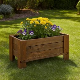 Jardinera de madera para exterior GardenBox sobre el suelo pequeña color castaño 81 x 44 x 40 cm