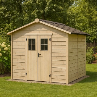 Casa de madera Jack con puerta ventana doble 248 x 248 cm