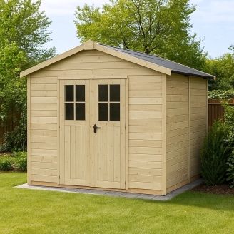 Casa de madera Jack con puerta ventana doble 248 x 198 cm
