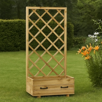 Jardineras de Madera - Jardinera Susy con Rejilla 70X35X H140 Cm