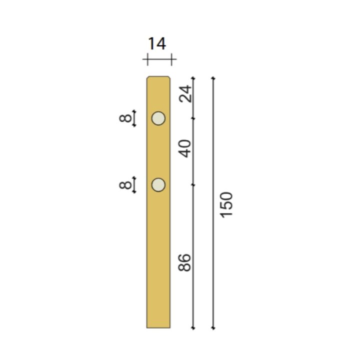 Poste redondo 14x150 cm con 2 agujeros en madera impregnada en autoclave