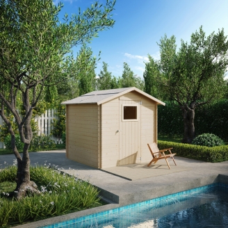 Casa de madera Debora 2x2 con puerta de ventana simple Casa de madera Debora 2x2 con puerta de ventana simple