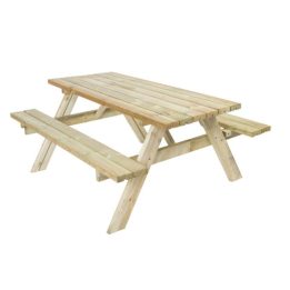 Conjunto de cervecería mesa de picnic de madera con bancos plegables Paysage 42 mm para jardín y terraza 177 x 153 x 76 cm