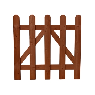 Portón de madera Orion recto 100x90 cm en pino impregnado color nogal