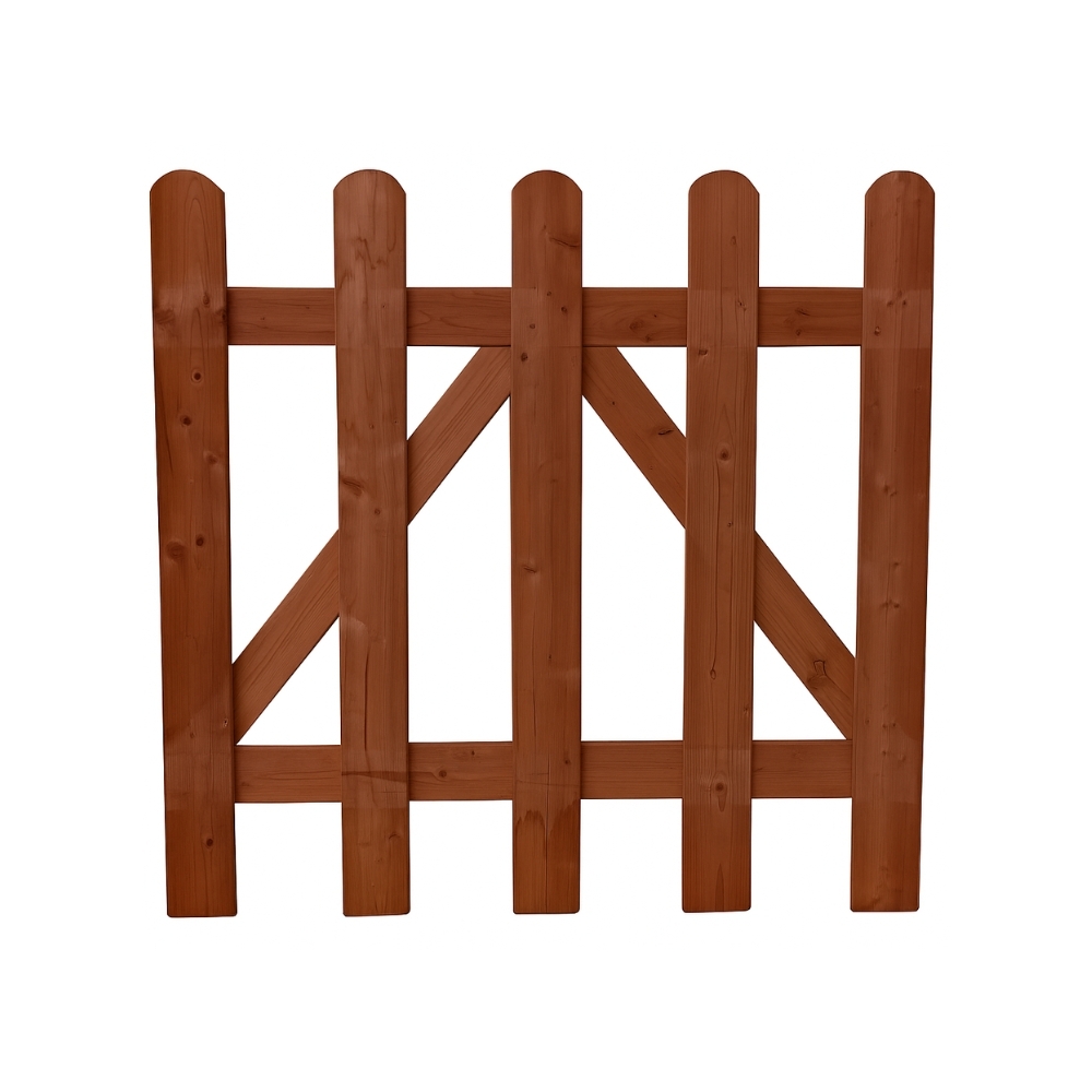 Portón de madera Orion recto 100x90 cm en pino impregnado color nogal