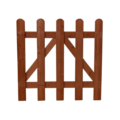 Portón de madera Orion recto 100x90 cm en pino impregnado color nogal