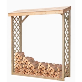Leñera con celosía Jessy 162x60x205 cm en madera de conífera impregnada en autoclave