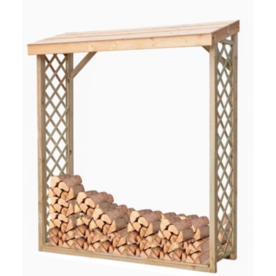Leñera con celosía Jessy 162x60x205 cm en madera de conífera impregnada en autoclave