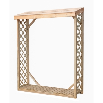 Leñera con celosía Jessy 162x60x205 cm en madera de conífera impregnada en autoclave