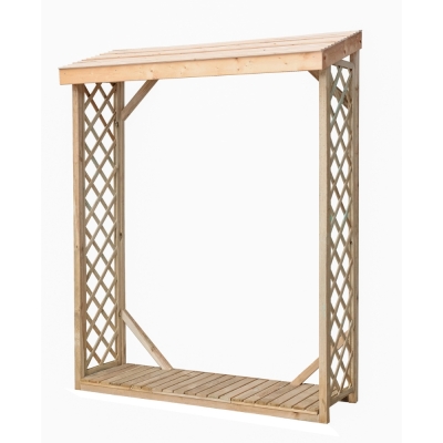 Leñera con celosía Jessy 162x60x205 cm en madera de conífera impregnada en autoclave