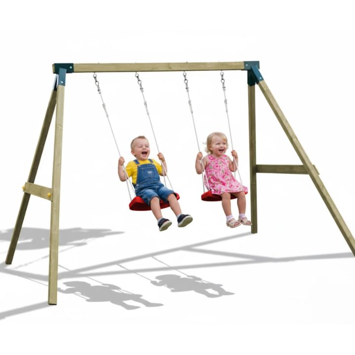 Columpio de madera impregnada Fly Light – Columpio doble para niños, juego de exterior