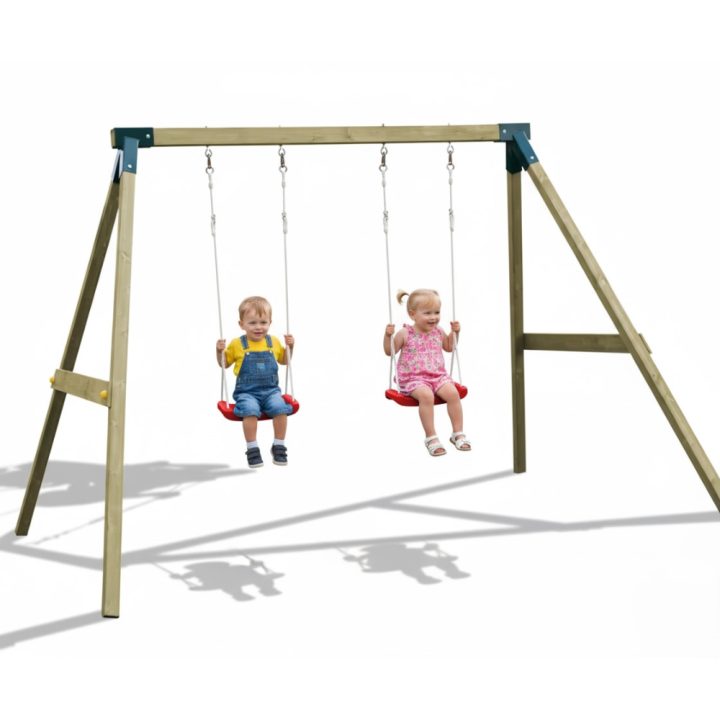 Columpio de madera impregnada Fly Light – Columpio doble para niños, juego de exterior