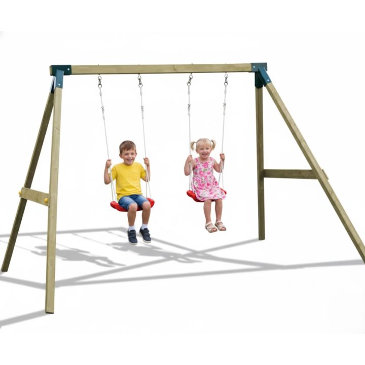 Columpio de madera impregnada Fly Light – Columpio doble para niños, juego de exterior