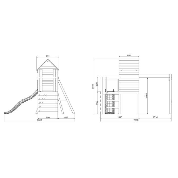 Parque infantil de madera Fungoo Luomi – Casita, tobogán, columpio y escalada para niños