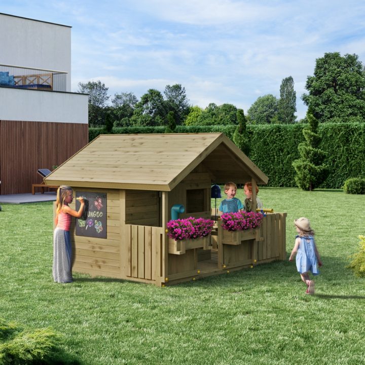 Casita infantil de madera Fungoo Sunny Bandcorner – Juego de jardín