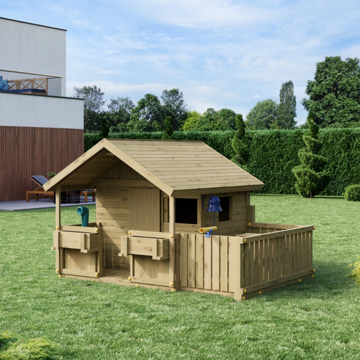 Casita infantil de madera Fungoo Sunny Bandcorner – Juego de jardín