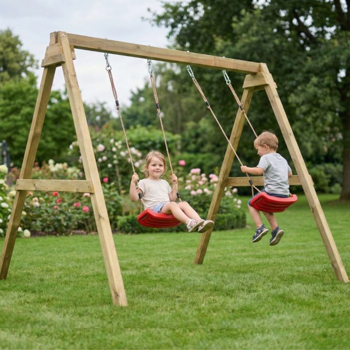 Columpio de madera Maxplay Swing con doble asiento para jardín
