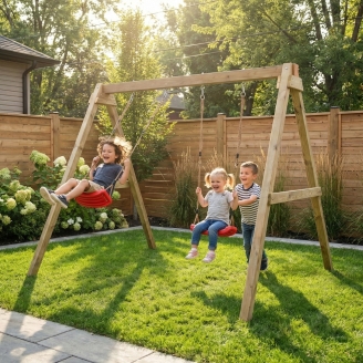 Columpio de madera Maxplay Swing con doble asiento para jardín